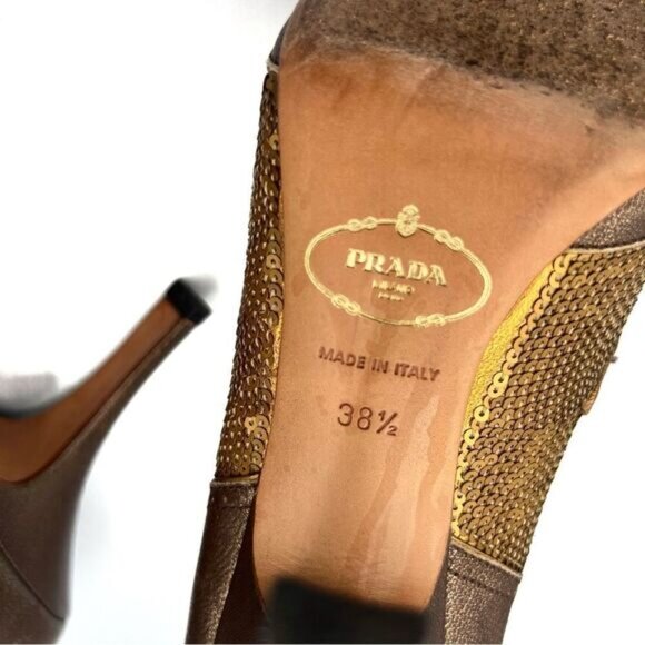 Prada vintage sequin Peep toe pump Sz 385 - Picture 10 of 14